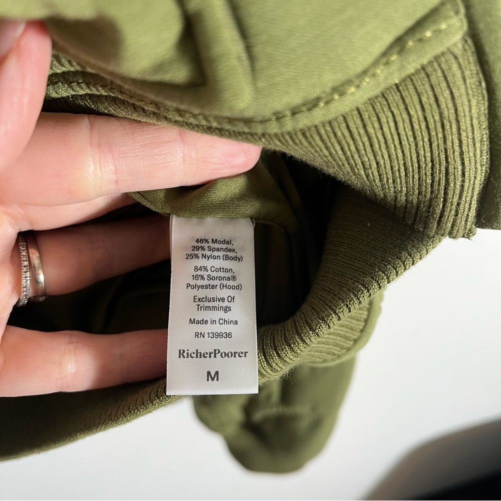 RICHER POORER Quilted Modal Bomber Jacket in Olive Army NWOT - Picture 9 of 10
